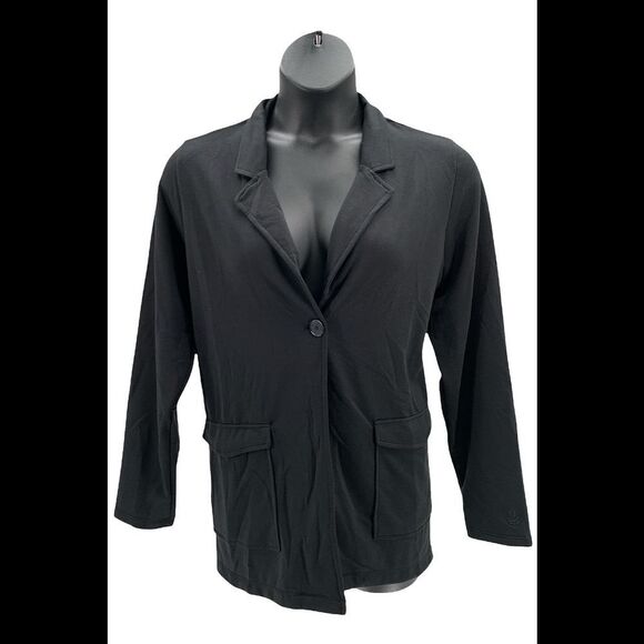Cuddl Duds Jackets & Blazers - Cuddl Duds Lightweight Comfort Blazer with Patch Pockets Black - Regular
